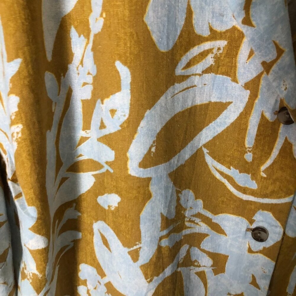 Ava & Viv Floral Linen Blend Buttercup Yellow & White Tie Waist Blouse Womens 3X - Picture 6 of 7